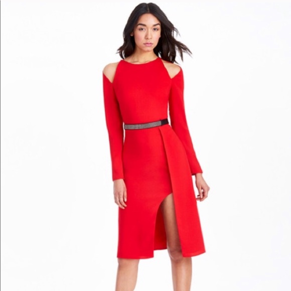 Halston Heritage Red Crepe Dress Sz 0